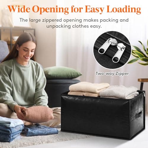 Lifewit 6 Pack Large Moving Bags with Lids and Sturdy Handles, Black — view 6