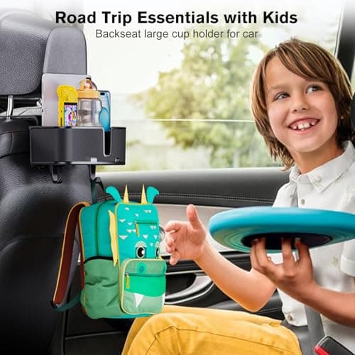 MAGJIEYX Car Headrest Cup Holder for Back Seat Organizer for Multi-Hanging Snack Storage Box with Strong Hooks for Kids and Uber Backseat Passengers Share Rid for Travel Accessories — view 3