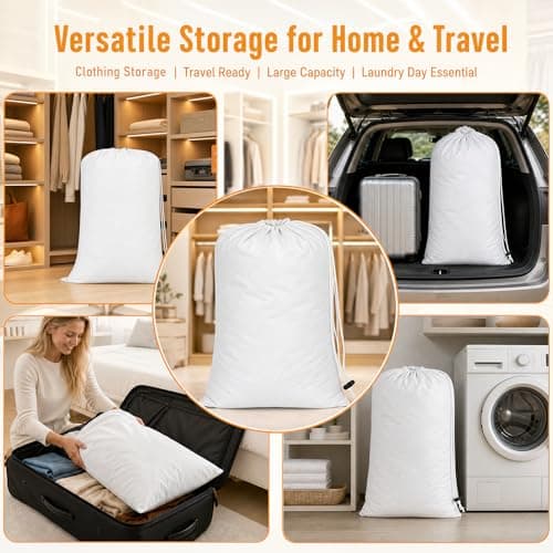Yuaerbuo Extra Large Laundry Bags Drawstring 60×90cm/ 24"x 35", Ultra Light Foldable Travel Laundry Bag Reusable Dirty Clothes Washing Bags Fits Most Baskets Hampers as Liner(2 pcs) — view 6