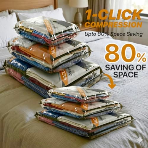 15 Pack Reusable Vacuum Storage Bags for Travel with Electical Wireless Pump - Airline Approved Space Saving Compression Bags for Clothes - Luggage Organiser Set for Suitcases, Holidays — view 6