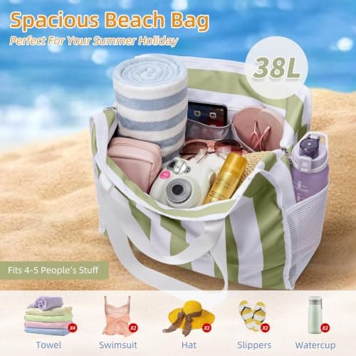 KALIDI Foldable Beach Bag for Women Large Family Beach Bag for Travel — view 5