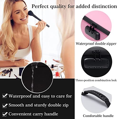KaAutoler Portable Cosmetic Bag with Lock, Large Capacity Travel Makeup Case Organiser, Waterproof Makeup Bags for Women Toiletry Bag for Girls Traveling with Handle and Divider Makeup Bag, Black — view 3