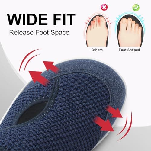 JOINFREE Women’s Wide Fit Barefoot Walking Shoes – Zero Drop Comfort Trainers with Adjustable Strap, Breathable Non-Slip Casual Shoes for Swollen or Sensitive Feet Navy 6 UK — view 3