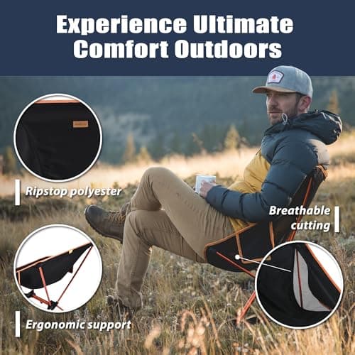 TREKOLOGY YIZI GO Camping Chair for Adult – Compact, Foldable, Lightweight 0.9 kg, 136 kg Capacity, Durable Aluminum, Quick Setup, Ideal for Backpacking, Beach, and Outdoor Adventures (Black) — view 5