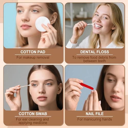 100-pack Hotel Vanity Set, Hotel Supplies Toiletries Individually Packaged, Hotel Vanity Kit with Cotton Pads, Cotton Swabs, Dental Floss and Nail File — view 4