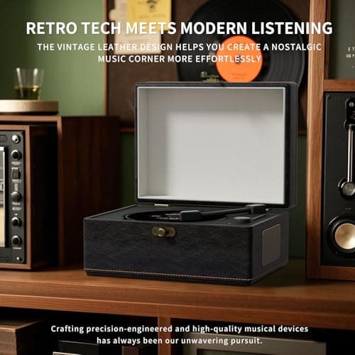 Yintiny Retro Portable CD Player with Bluetooth Connection, Leather Look — view 5