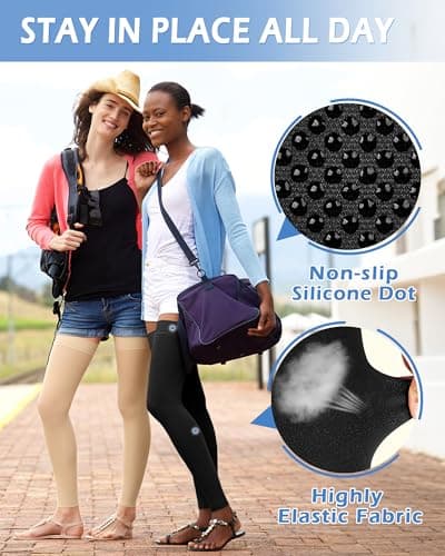 Ailaka 20-30 mmHg Compression Stockings for Women Men, Thigh High Footless — view 3