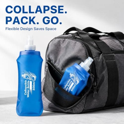 JOYAONE Collapsible Water Bottle 500ml x 2, Soft Flask for Running & Hiking — view 4