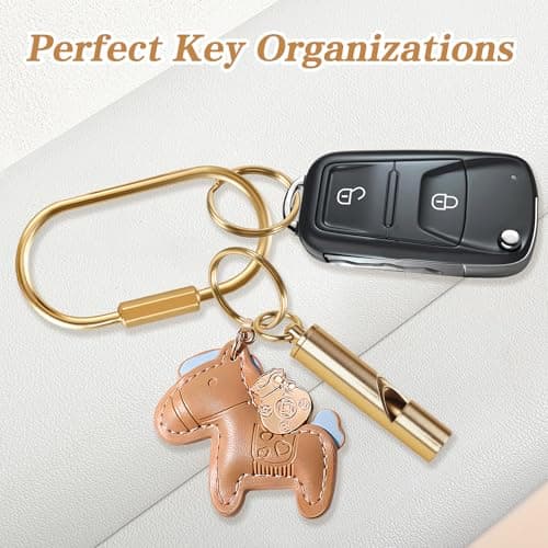 Muitcdo Brass Key Rings Bulk, Gold Key Chain Organizer Holder for Men Women with Secure Screw Locking, Cute Purse Bag Charms for Handbags, Small Carabiner Clip for Dog Leash Pet Tags (6 Pack) — view 6