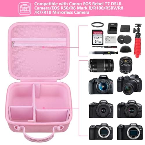 Supmay Travel Case for Canon EOS 2000D/1200D/4000D/1100D DSLR Camera, Pink — view 2