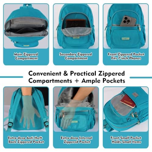 AOTIAN Mini Backpack for Women, Lightweight Sturdy Nylon Small Daypack — view 4