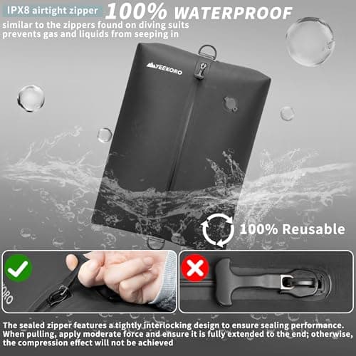 YEEKORO Vacuum Bag for Travel, Professional Vacuum Compression Bags, IPX8 Waterproof Reusable Anti Tear Space Saver Vacuum Storage Bags for Suitcase Luggage Travel — view 3