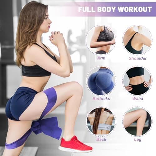 Resistance Bands Set, 1.5M/4.9ft Exercise Bands with 5 Resistance Levels, Long Stretch Bands for Men & Women, Workout Resistance Bands for Yoga Gym Pilates Fitness Strength Training Muscle Building — view 5