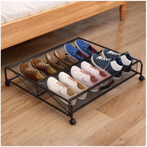 Under Bed Shoe Storage Organiser with Wheels, Rolling Underbed Storage