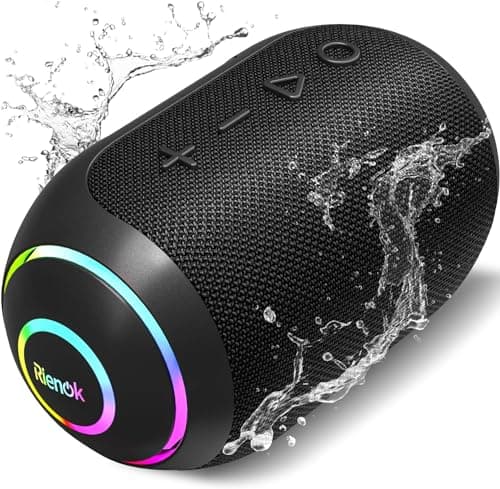 RIENOK Bluetooth Speaker Wireless Portable Waterproof Speaker with Bass 10-Hour Playtime IPX7 Bluetooth 5.3 TF Card Mini Speakers for Home Garden Party Camping Travel