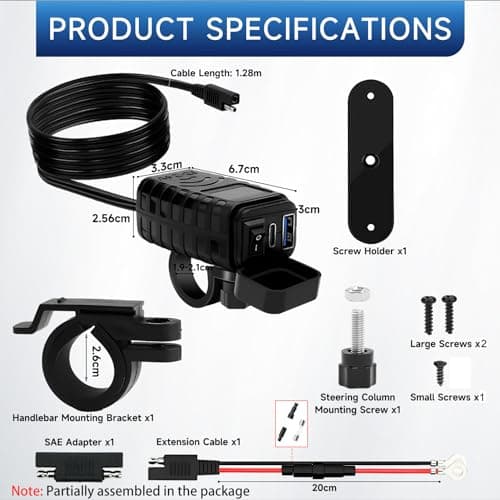 Thlevel Motorbike USB C Charger USB Charger Socket 12V Motorbike — view 2
