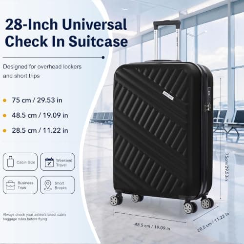 Luggage Depot Large Suitcase, 75x50x27cm TSA Lock, ABS Hardshell, Black — view 2