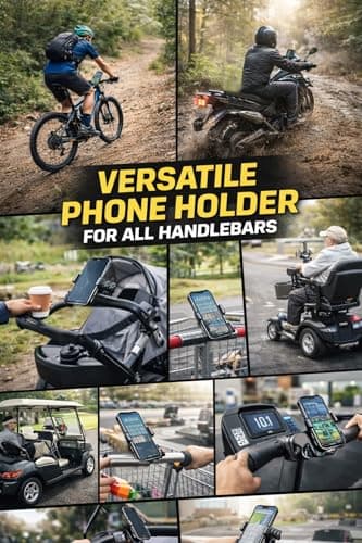 Bike Phone Holder, Aluminium Bike Phone Mount with Secure Lock, 360° Rotatable Motorbike Phone Holder, Heavy-Duty Anti-Slip Clamp, Fits 3.5–7 Inch Smartphones, 20–35mm Handlebars — view 4