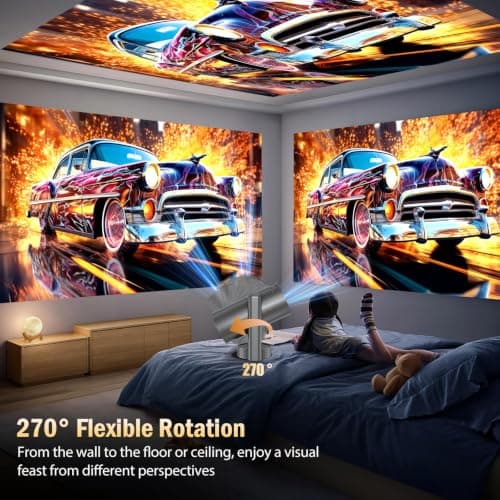 Mini Projector 4K Support, 1080P Smart Projectors with WiFi 6 and Bluetooth 5.4, Small TV Projectors with 270° Rotatable Stand & Keystone, Portable Projector for Bedroom/Home Cinema/Office/Outdoor — view 6