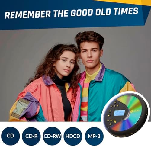 KLIM Discover with Headphones - Portable CD Player with Long-Lasting Battery - New - Radio FM - Compatible MP3 CD Player Portable - SD Card, FM Transmitter, Bluetooth - Ideal for Cars - Black/Gold — view 6