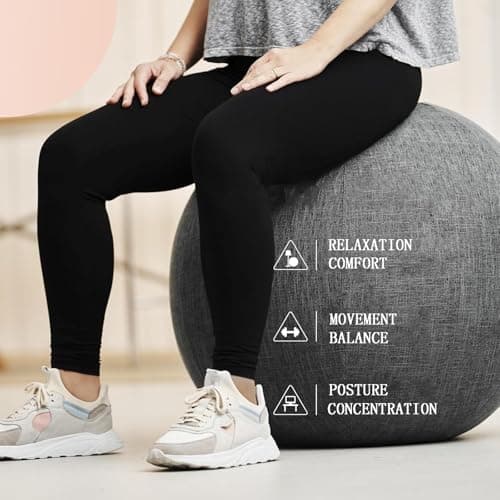 WTZHHK 9 colors Exercise Ball/Yoga Ball Cover 55/65/75cm 2 Air Stopper Plug Pin Adapter Birthing Ball Covers Pregnancy Pilates Balance Chair Anti Burst Ball Covers (No Yoga Ball)(Purple,65CM) — view 2