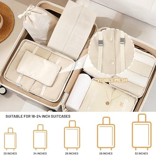 Compression Packing Cubes 8pcs, with Visible Mesh, Handle & Double Zipper — view 5