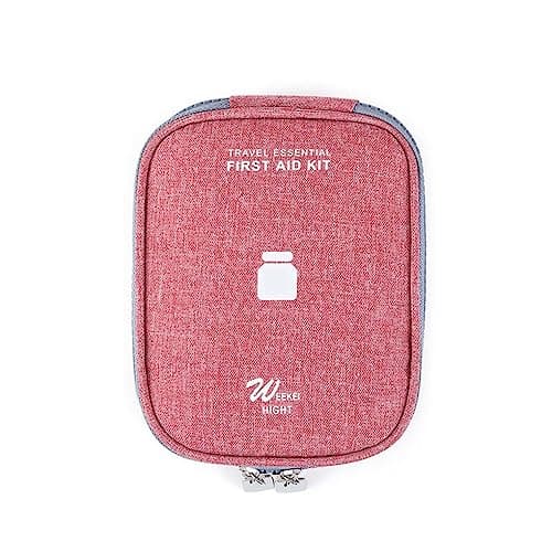siduytin Emergency Kit Organizer Zipper Waterproof Empty Storage Bag Classification Pockets Oxford Cloth Travel Package Case, Red Small