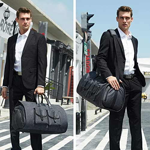 UNIQUEBELLA Travel Suit Carrier Garment Duffel Bag Fiber Large Holdall for Men with Shoe Compartment (Dark Grey) — view 3