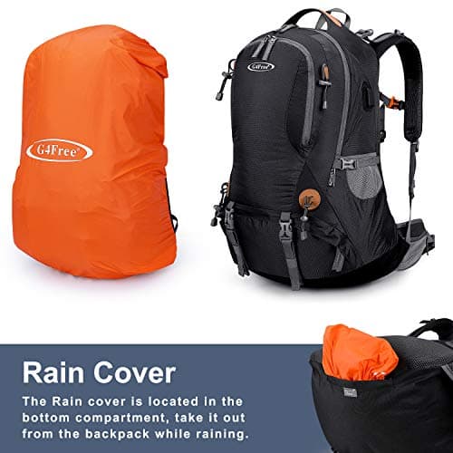 G4Free Hiking Backpack 50L Waterproof Backpack with Rain Cover for Mountaineering Travel Camping Trekking Outdoor Sports for Men Women, Black, L, Backpacks — view 6