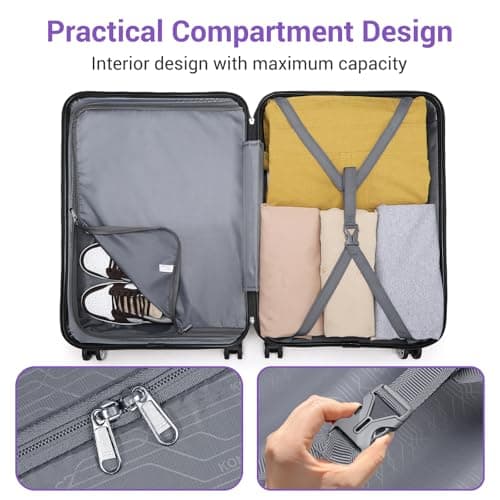Kono Medium Suitcase with TSA Lock, Lightweight Hard Shell Checked Luggage — view 6
