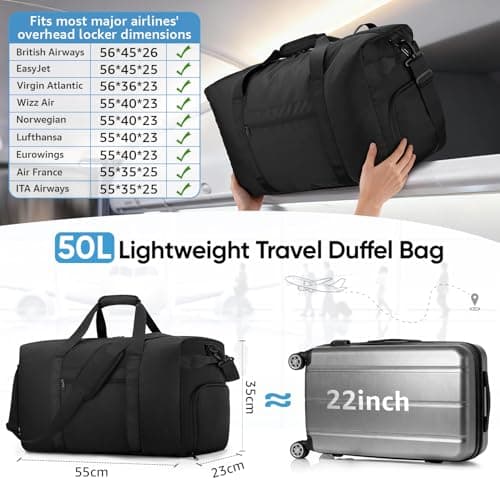 ETRONIK Large Travel Duffle Bag, 50L Sports Gym Bag with Shoe Compartment — view 2