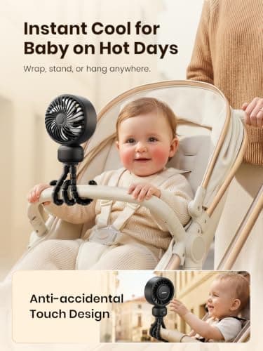 Warmco Portable Pram Fan, 4000mAh Rechargeable Clip On Fan — view 2