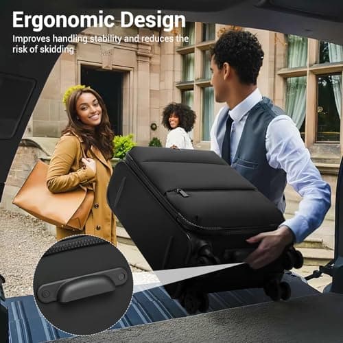 M Expandable 26" Medium Suitcase with 4 Spinner Wheels Lightweight Softside Hold Check in Luggage with TSA Lock, Black — view 2