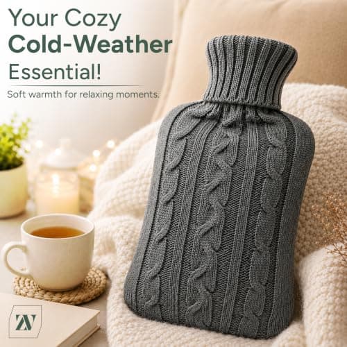 Zuvo Hot Water Bottle with Soft Knitted Cover, 2L, Leakproof, for Adults — view 3