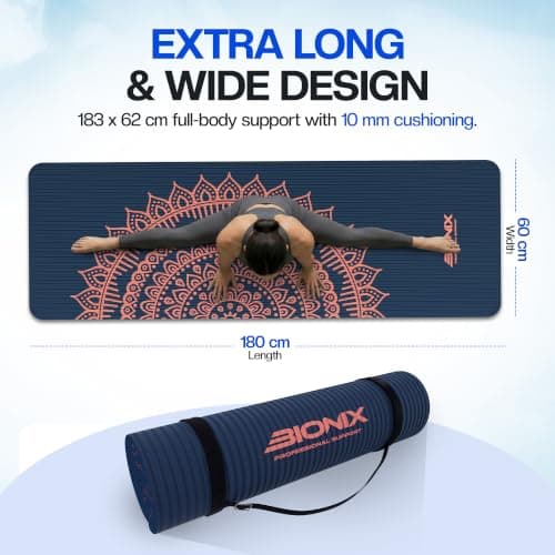 Bionix Yoga Mat Women, Pilates Exercise Workout Home Gym Mat - Printed Blue — view 5