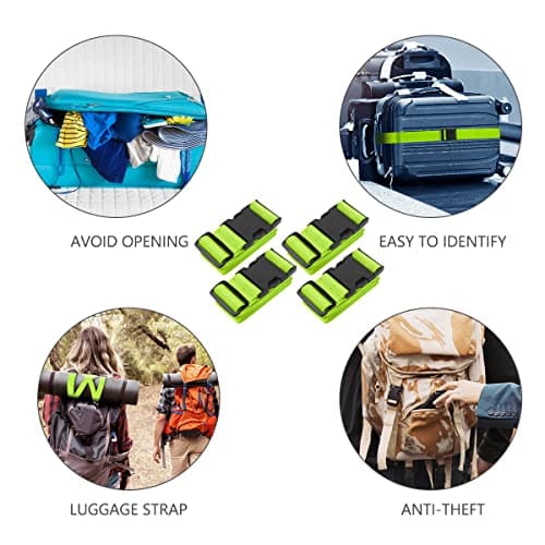 Luggage Straps, 4 Pack Suitcase Straps with Luggage Tags, Adjustable Bag Straps with Quick Release Buckle, Non-Slip Security Belts Travel Accessories for All Suitcase Baggage(Green) — view 6