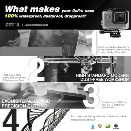 FitStill 60M/196FT Underwater Waterproof Protective Case for Go Pro Hero 7/6/5/2018 Black, Includes 3-Pack Dive Filters, Floating Hand Grip，Accessory Kit — view 3