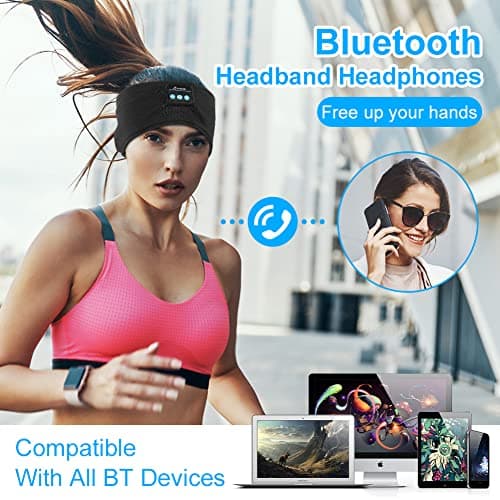 Flintronic Bluetooth 5.0 Wireless Sleep Headphones, Black, Sports Headband with Ultra-Thin HD Stereo Speakers, Suitable for Sleeping, Exercising, Yoga, Fitness, Relaxation — view 5