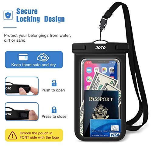 JOTO 2 Pack Waterproof Phone Pouch Case Up to 7" -Black — view 3