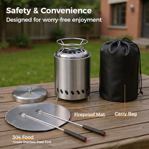 Smokeless 14cm Tabletop Fire Pit, Stainless Steel Smokeless Portable Stove — view 3
