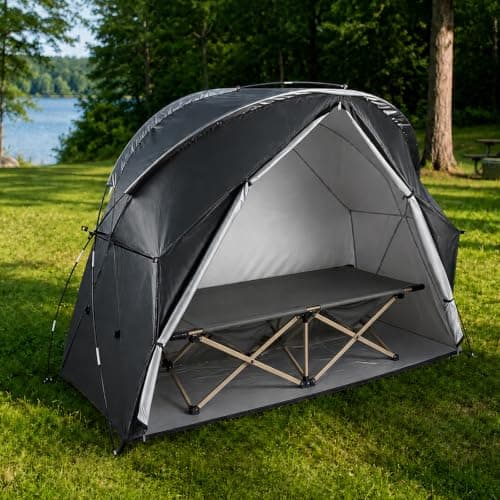 BREEZENEST Transparent Camping Tent, Portable Bubble Shelter with Zipper, Lightweight Outdoor Tent for Camping, Fishing & Cycling (Black) — view 5