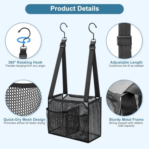 EEEKit Hanging Mesh Shower Organizer: 4 Pockets Quick Dry Mesh Shower Caddy — view 4