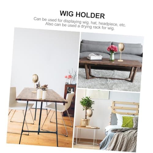 KOMBIUDA Portable Wooden Wig Stand Tripod Holder for Travel Display — view 4