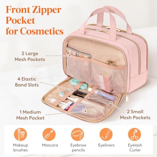 Lifewit Toiletry Bag for Women, Travel Wash Bag, Pink, Large — view 4