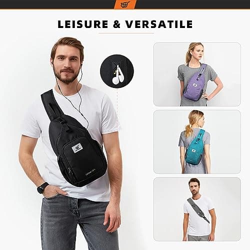 SKYSPER Sling Bag RFID Crossbody Sling Backpack Cross Body Shoulder Bag Travel Hiking Daypack for Women Men(Darkgrey,Medium) — view 6
