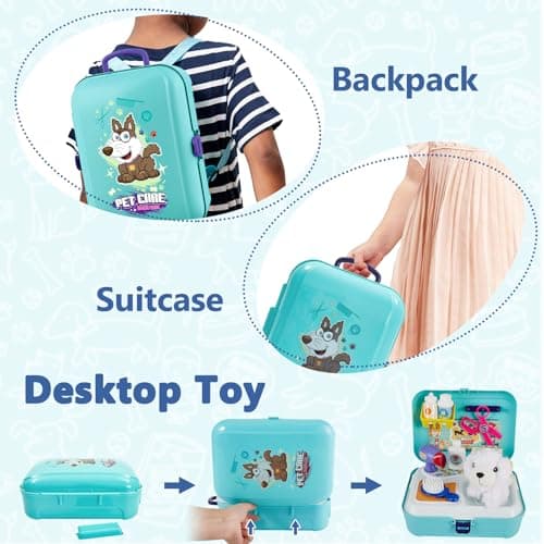 HERSITY Kids Toy Dogs Gifts for 3 Year Olds Girls, Vet Pet Grooming Kit — view 4