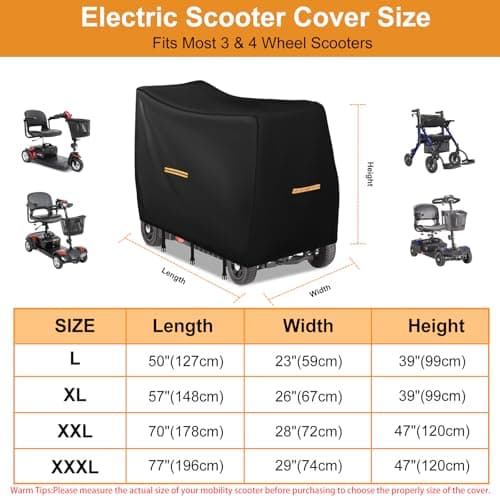 Mobility Scooter Covers Waterproof Heavy Duty,420D Oxford Fabric Electric Scooter Cover,Motorized for Travel,4 Reflective Strips,3 Windproof Buckles,Outdoor Protection(XL 57"x 26"x39") — view 6
