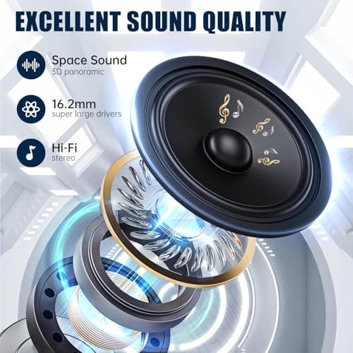 TRAUSI Open Ear Wireless Earbuds Bluetooth Headphones, IPX7 Waterproof Stereo Earphones with Noise Cancelling Mic, Open Ear Buds with Ergonomic Ear Hook for Fitness/Sports/Travel Black — view 2