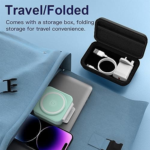ZUMSEY 3 in 1 Wireless Charging Station for Apple, Wireless Charger for iPhone 17 Pro Max/16/15/14/13/12, Travel Wireless Charger for Apple Watch Ultra 3/11/10/9/Ultra 2/Ultra, for AirPods Pro 3/4/3/2 — view 6