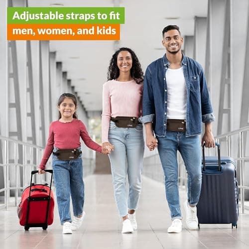 Boxiki Travel Brown Money Belt with RFID Sleeves Set - 8 Pcs Navy Blue | Secure Waist Bag and RFID Card Holder for Men and Women — view 5